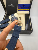 Vacheron Constantin Overseas Dual Time Aço/Rose 41mm, Mostrador Azul