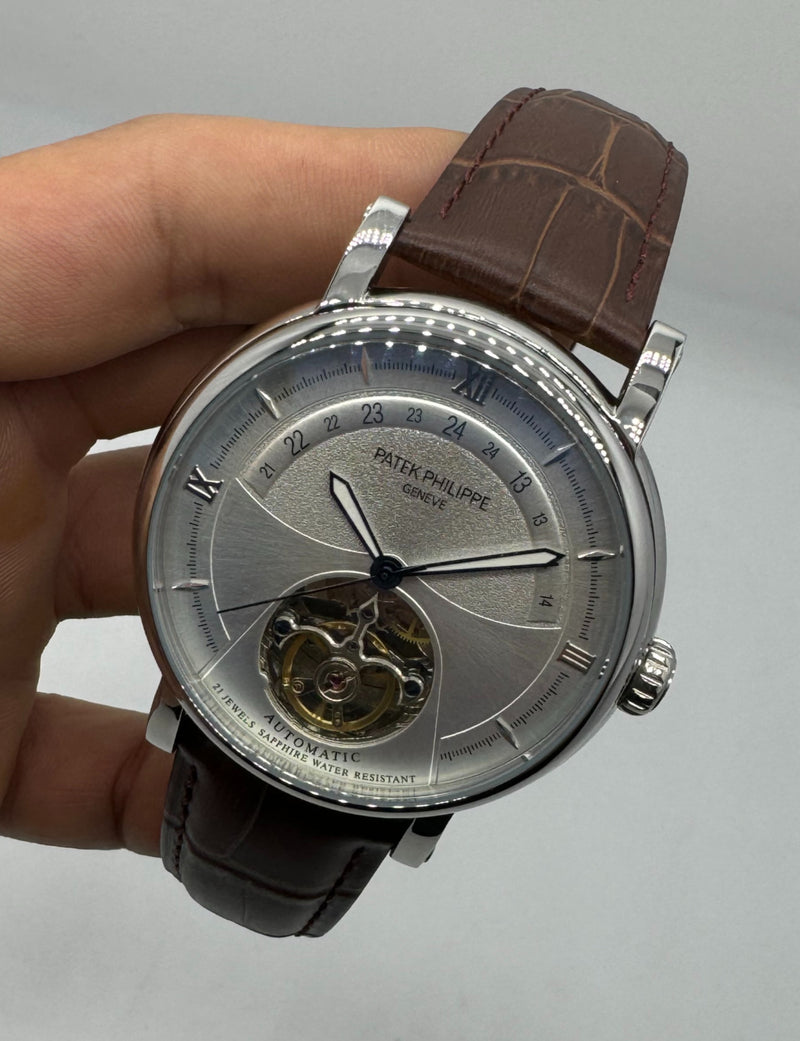 Patek Philippe Classic Turbilhão 44mm Aço, Pulseira Couro