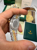 Rolex DateJust 41mm Wimbledon Aço/Dourado Mostrador Cinza Luneta Canelada