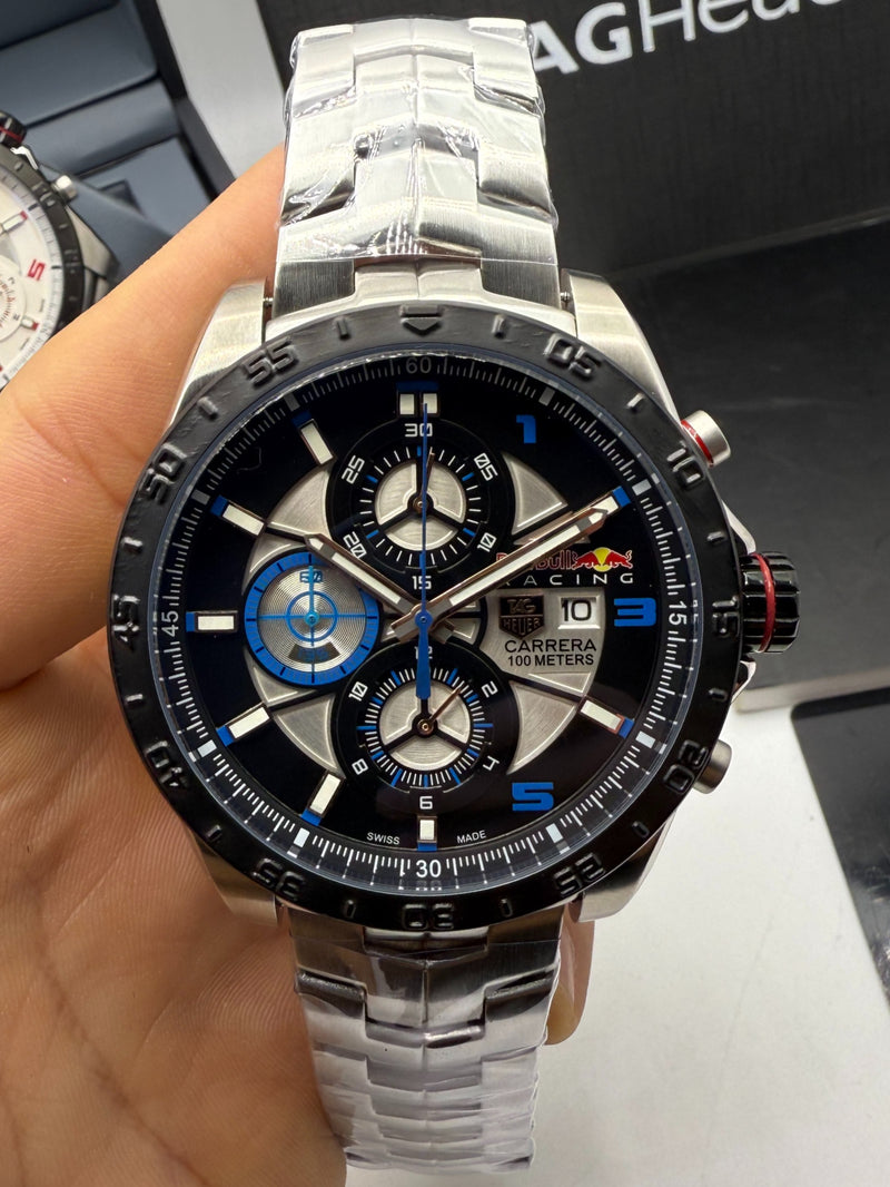 TAG Heuer Carrera RedBull Aço 43mm Mostrador Preto - Puls. Aço