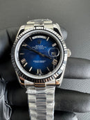 Rolex Day-Date 40mm Mostrador Azul Luneta Canelada