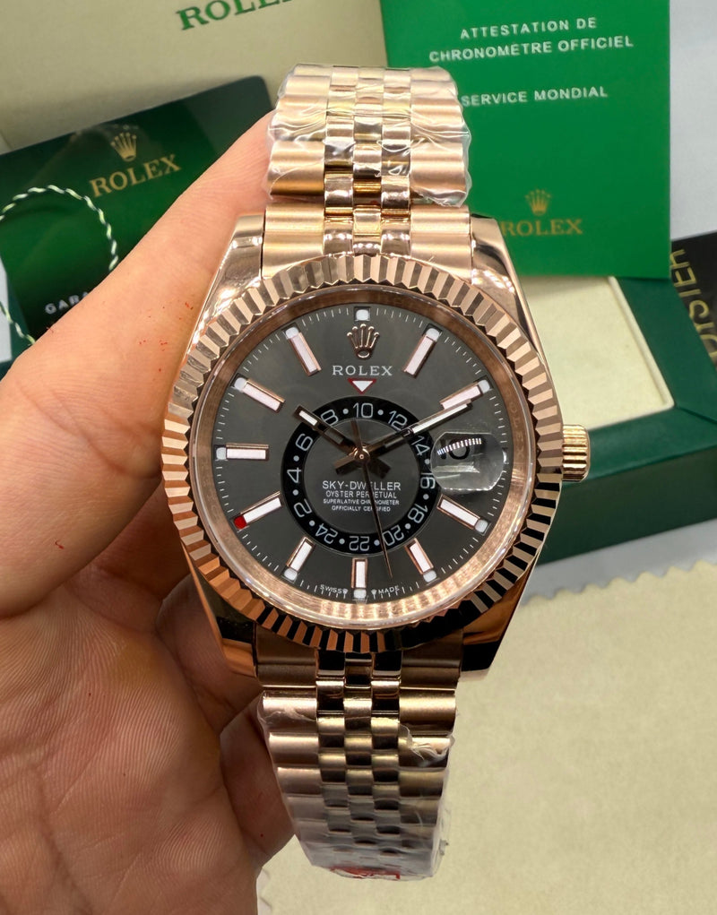 Rolex Sky-Dweller - 42mm Aço/Rose - Pulseira Jubilee