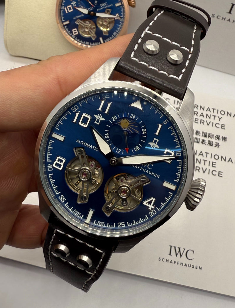 IWC PORTUGIESER YACTH CLUB TURBILHÃO - 44mm - Aço Most. Cinza Puls Couro