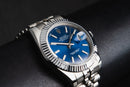Rolex Datejust 41/36mm Aço, Mostrador Azul Luneta Canelada