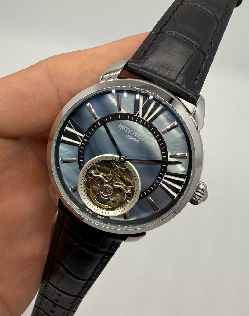 Patek Philippe Classic Turbilhão 44mm Aço, Pulseira Couro