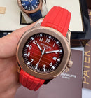 Patek Philippe Aquanaut 41mm Aço/Rose Mostrador Vermelho