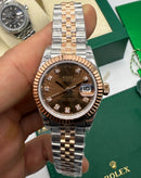 Rolex Datejust Aço/Rose 36mm/31mm, Most. Marrom Cravejado, Puls. Jubilee - CLONE