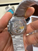 Patek Philippe Cubitus Aço, Fases da Lua 42mm, Mostrador Prata