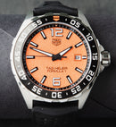 Tag Heuer F1 43mm Aço Mostrador Laranja Luneta Preta Pulseira Borracha