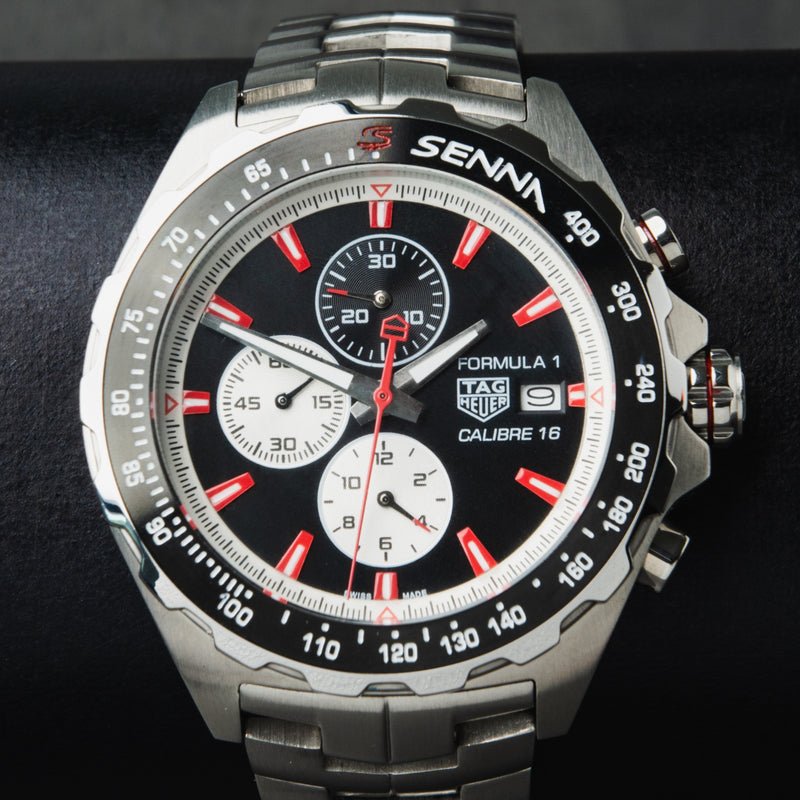 Tag Heuer F1 SENNA 44mm Aço Mostrador Preto Bezel Preto