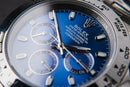 Rolex Daytona 40mm Aço Mostrador Azul Luneta Aço Pulseira Oyster