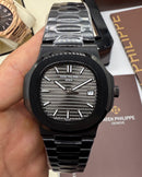 Patek Philippe Nautilus 39mm Aço/OxBlack, Mostrador Cinza