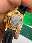 Rolex Daytona Black/Gold 40mm - Mostrador Dourado - Pulseira OysterFlex - CLONE