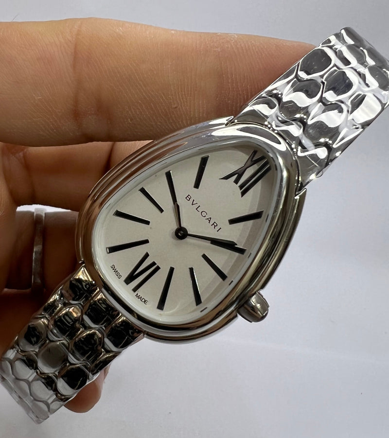 Bvlgari SERPENTI SEDUTTORI 33mm Aço - Mostrador Branco