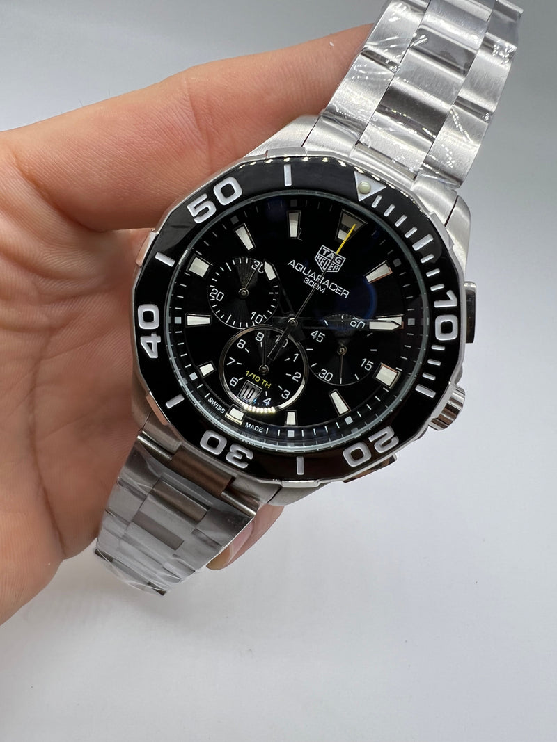 Tag Heuer Aquarecer Aço 43mm, Mostrador Preto