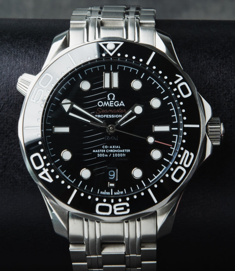 Omega Seamaster Co-Axial 40mm Mostrador Preto Bezel Preto Pulseira Aço