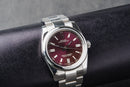 Rolex Oyster Perpetual 41/36mm Aço Mostrador Cereja Luneta Baulada