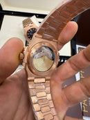 Patek Philippe Nautilus 39mm, Aço/Rose, Mostrador Marrom