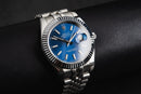 Rolex Datejust 41/36mm Aço, Mostrador Azul Luneta Canelada