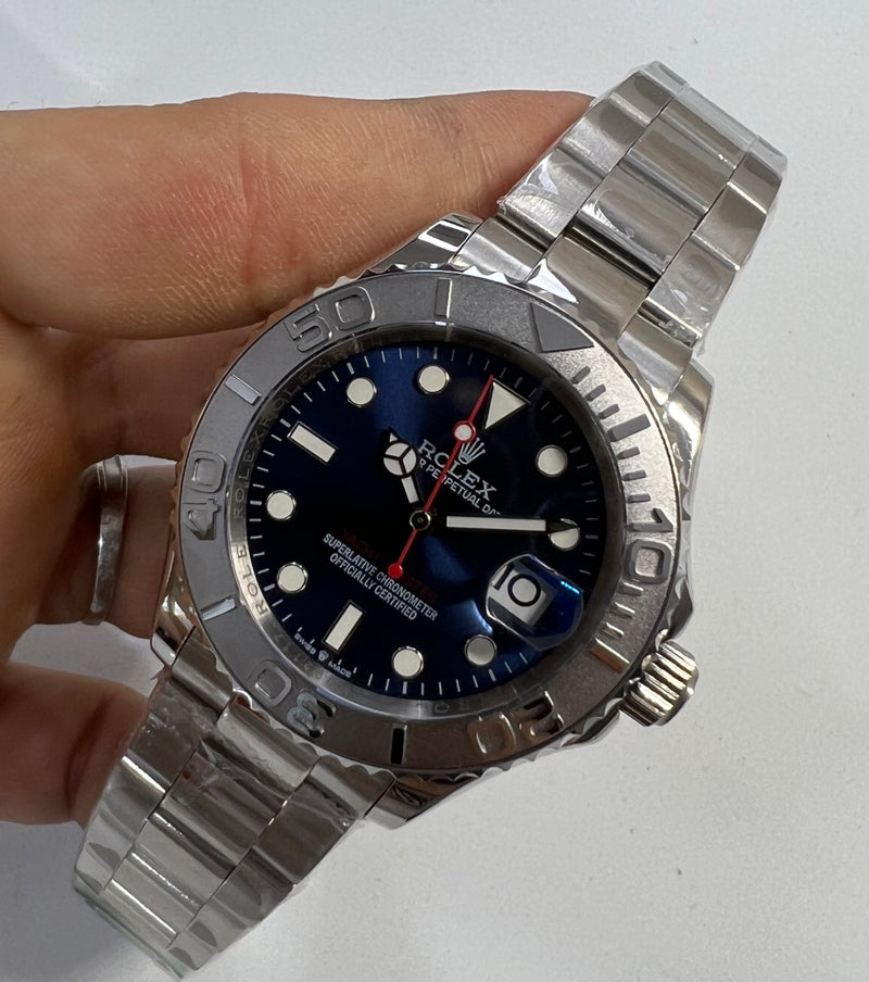 Rolex Yacth-Master 40mm Aço Mostrador Azul Luneta Prata Pulseira Oyster