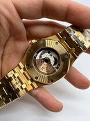 Audemars Piguet Royal Oak 41mm Dourado Mostrador Cinza Bezel e Pulseira Dourado