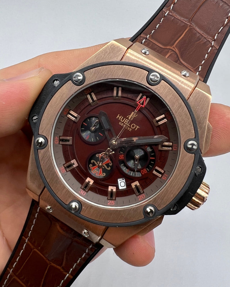 Hublot King Power 48mm - Rosè - Mostr  Marro - Puls. Borracha e Couro