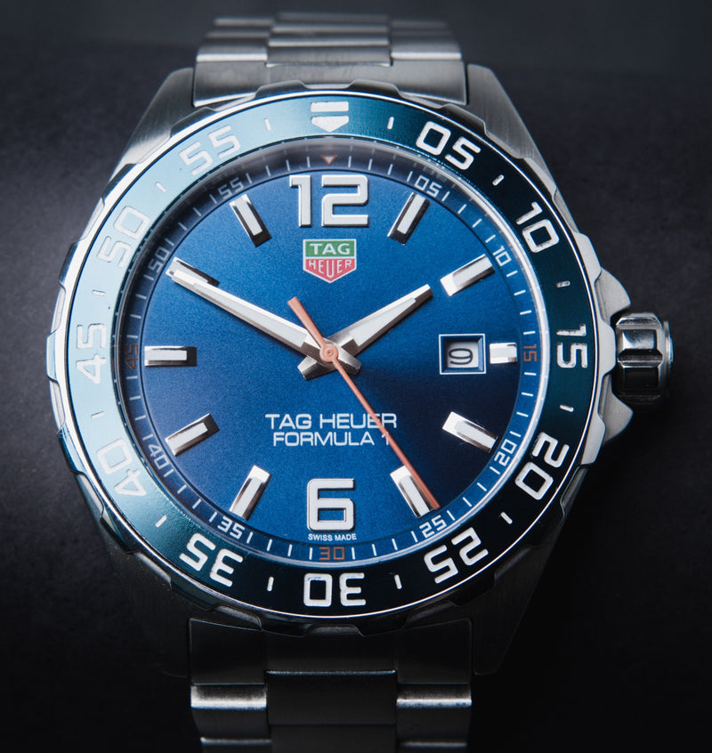 Tag Heuer F1 43mm Aço Mostrador Azul Luneta Azul Pulseira Aço