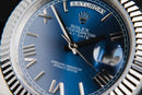 Rolex Day-Date 40mm Mostrador Azul Luneta Canelada