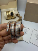 Bvlgari Serpenti Tubogas 02 Volta 35mm Aço/Rose Mostrador Prata - Cravejado