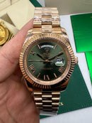 Rolex Day-Date Presidente 40mm Aço Rose Mostrador Verde