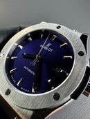 Hublot Classic Fusion 45mm Aço Mostrador Azul Bisel Aço, Puls. Borracha