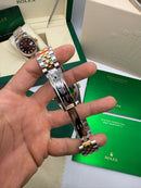 Rolex Date-Just 31mm/36mm Aço/Dourado, Mostrador Prata, Luneta Canelada
