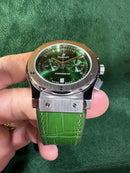 Hublot Classic Chrono 45mm Aço Mostrador Verde Pulseira Couro com Borracha