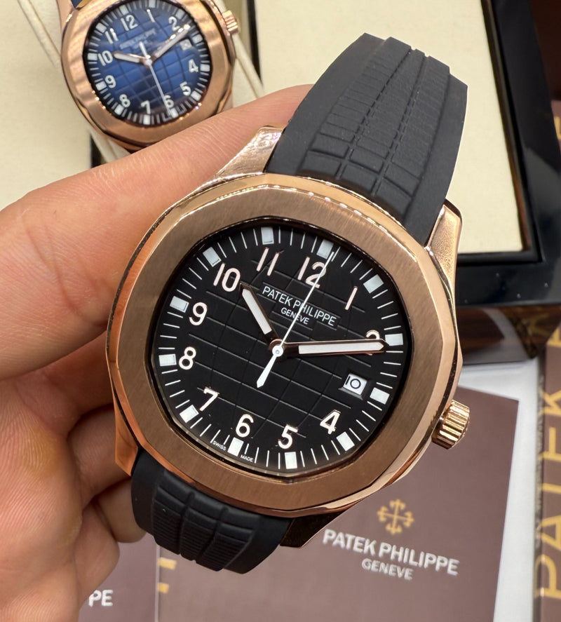 Patek Philippe Aquanaut 41mm Aço/Rose Mostrador Preto