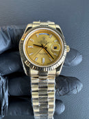 Rolex Day-Date Presidente 40mm Dourado Mostrador Cinza Luneta Canelada