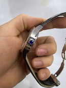 Cartier Drive 41mm Aço - Mostrador Preto - Pulseira Couro