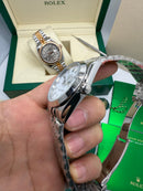 Rolex Date-Just 36mm/41mm, Aço, Mostrador Verde, Luneta Canelada