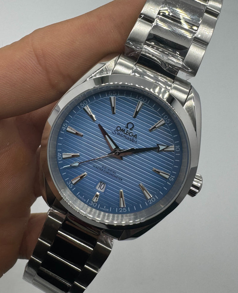 Omega Aquaterra 41,5mm Aço Mostrador Azul Luneta Lisa