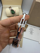Bvlgari SERPENTI SEDUTTORI 33mm Aço/Rosè - Mostrador Verde Bezel Cravejado