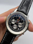 Breitling Navitimer Crono 42mm Aço Pulseira Couro