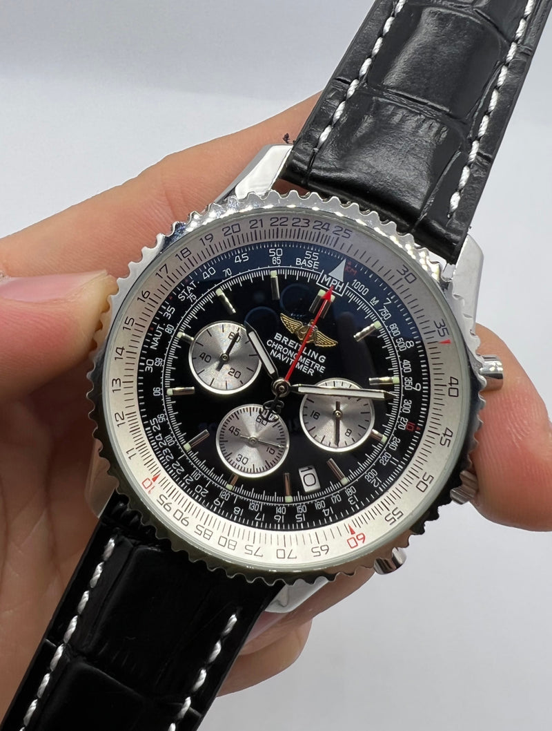 Breitling Navitimer Crono 42mm Aço Pulseira Couro