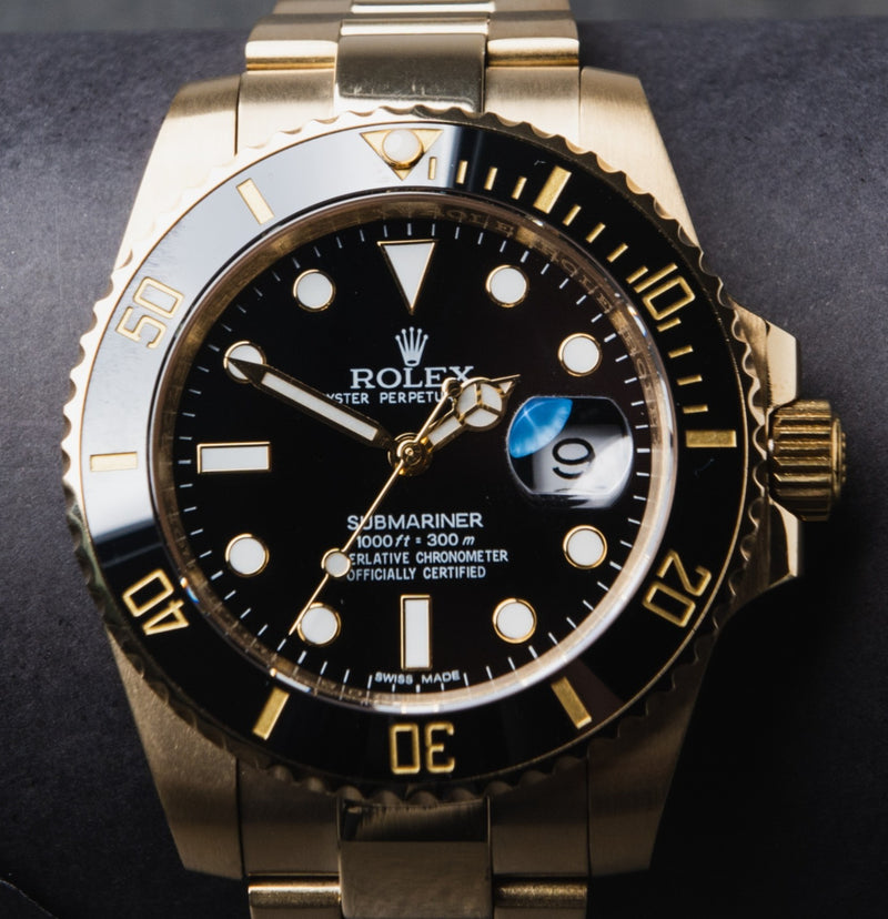 Rolex Submariner Date 41mm Dourado Mostrador Preto Luneta Preta