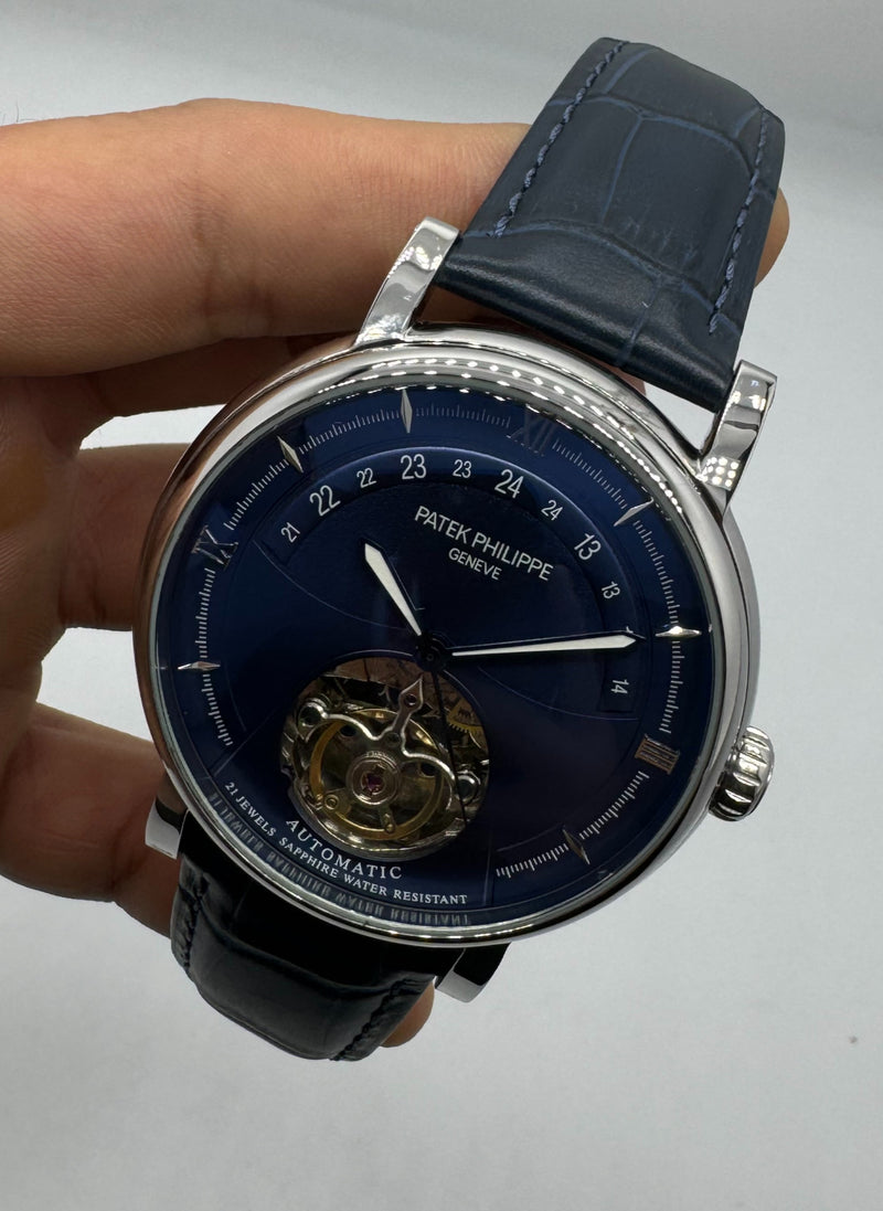 Patek Philippe Classic Turbilhão 44mm Aço, Pulseira Couro