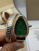 Bvlgari Serpenti Tubogas 01 Volta 35mm Aço/Dourado Mostrador Verde - Cravejado