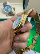 Rolex Oyster Perpetual Land‑Dweller 40mm Aço/Dourado, Mostrador Azul Glacial