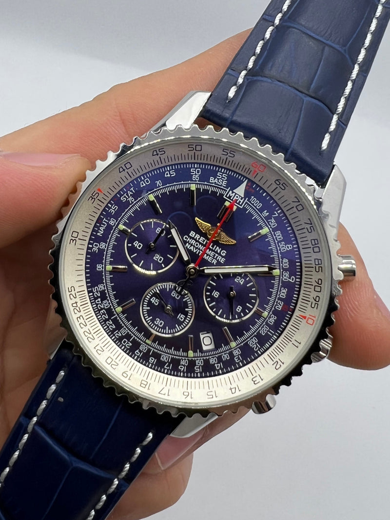 Breitling Navitimer Crono 42mm Aço Pulseira Couro