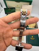 Rolex Date-Just 41mm/36mm Aço/Dourado, Mostrador Preto, Luneta Canelada