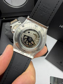 Hublot Classic Fusion 45mm Aço, Mostrador Cinza - Pulseira Borracha com Nylon