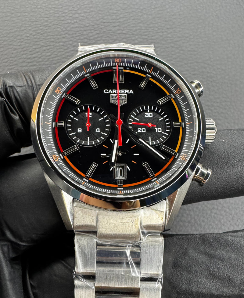 Tag Heuer Carrera Aço 43mm, Mostrador Preto
