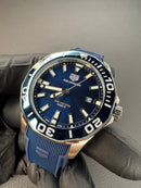 Tag Heuer Aquarecer 300, 43mm, Aço, Mostrador Azul, Puls. Borracha